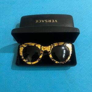 Versace Yellow Floral Round Sunglasses